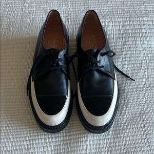 Robert Clergerie Cream & Black Oxford Platforms